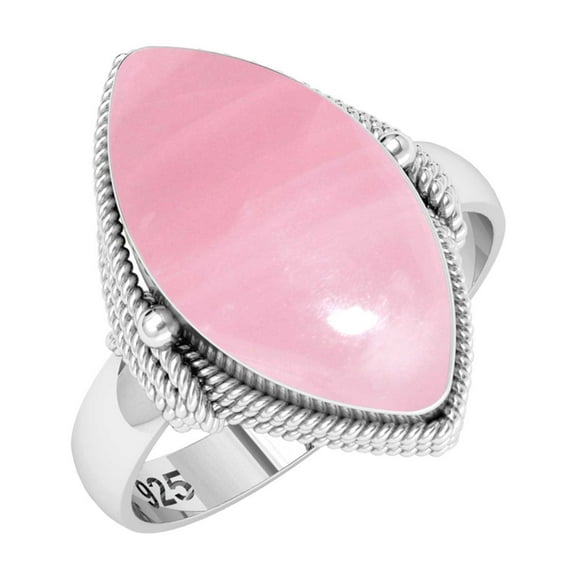 925 Sterling Silver Ring Rose Quartz Handmade Jewelry