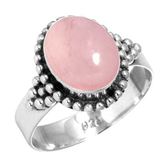 925 Sterling Silver Ring Rose Quartz Handmade Jewelry