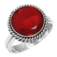 thumbnail image 1 of 925 Sterling Silver Ring For Women - Teens Red Ruby Simulated Gemstone Silver Ring Size 5.5 July Birthstone Fashion Silver Ring Size 5.5 Valentine's Day Gift For Ladies 925 Silver Gemstone Jewelry, 1 of 5