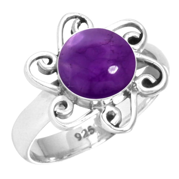925 Sterling Silver Women Jewelry Natural Amethyst Ring