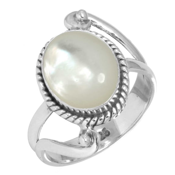 925 Sterling Silver Ring Mother Of Pearl Handmade Jewelry