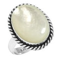 thumbnail image 1 of 925 Sterling Silver Ring For Women - Teens White Real Mother Of Pearl Gemstone Silver Ring April Birthstone Boho Silver Ring Size 7 Cocktail Party Gift For Sister 925 Silver Gemstone Jewelry, 1 of 5