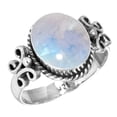 thumbnail image 1 of 925 Sterling Silver Ring Natural Rainbow Moonstone Handmade Jewelry, 1 of 6