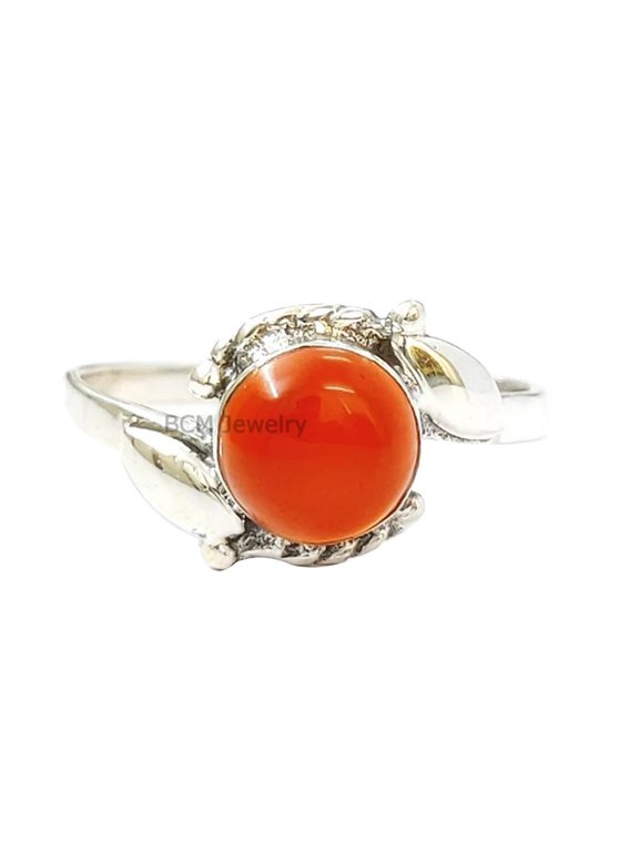 925 Sterling Silver Ring For Womens, Carnelian Ring Gemstone Unique Handcrafted Ring For Her