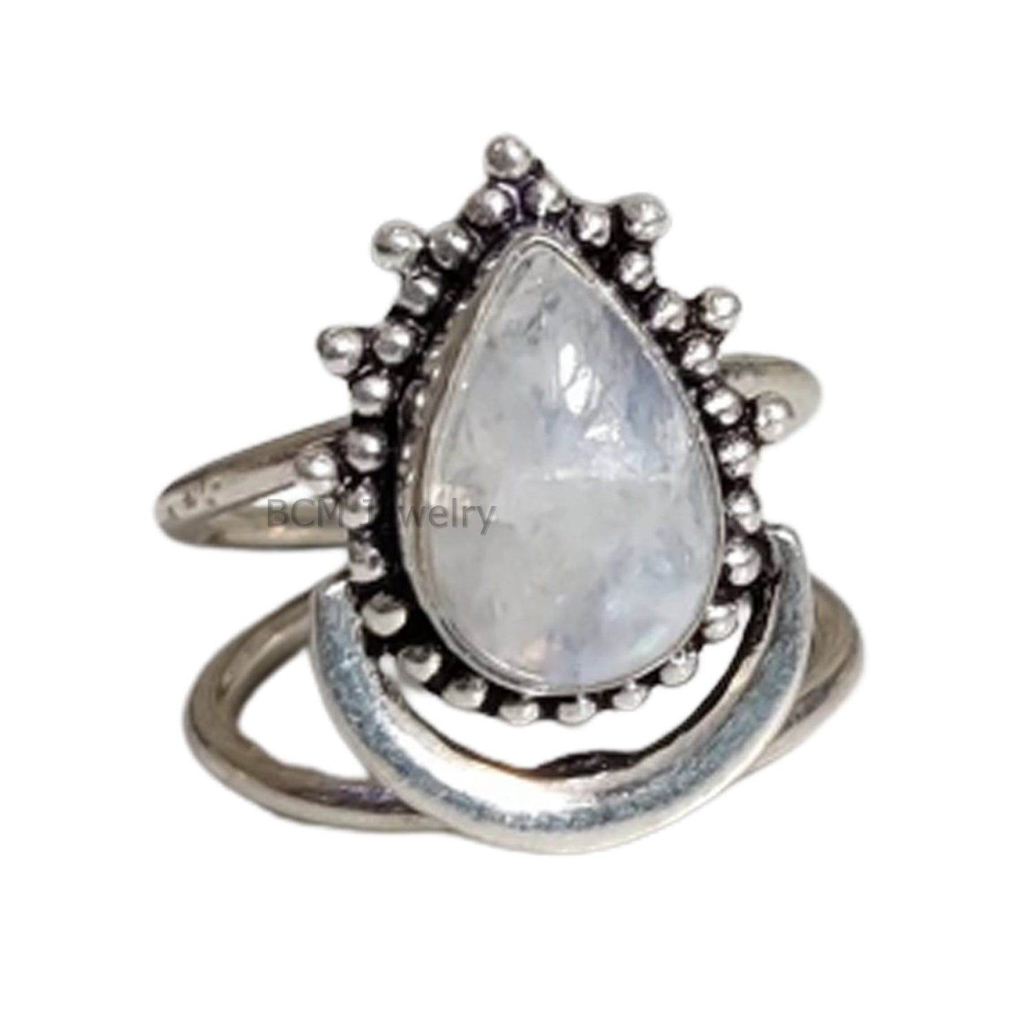 925 Sterling Silver Ring For Womens, Genuine Moonstone Ring Gemstone ...