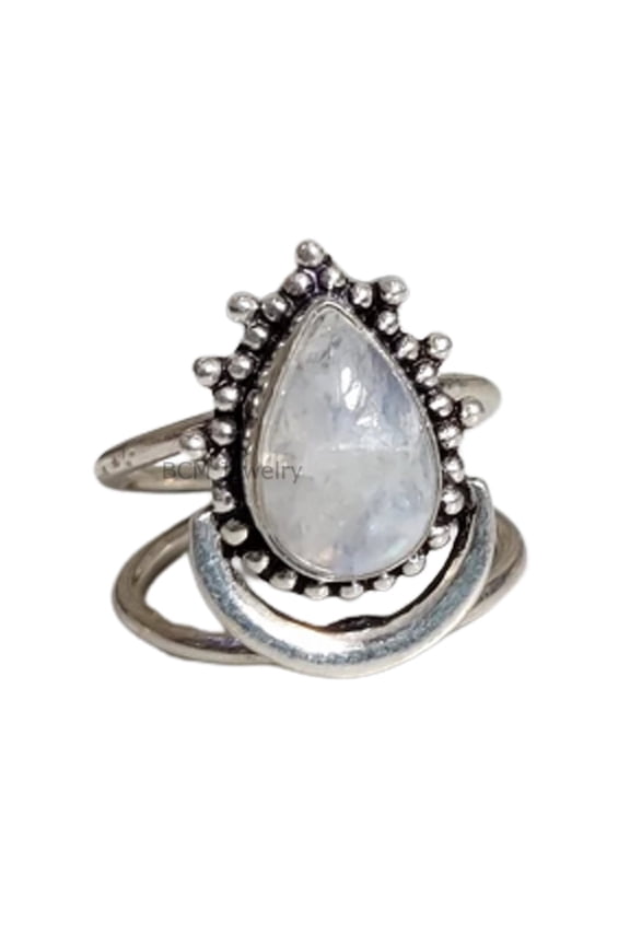 925 Sterling Silver Ring For Womens, Genuine Moonstone Ring Gemstone Unique Handcrafted Ring For Her