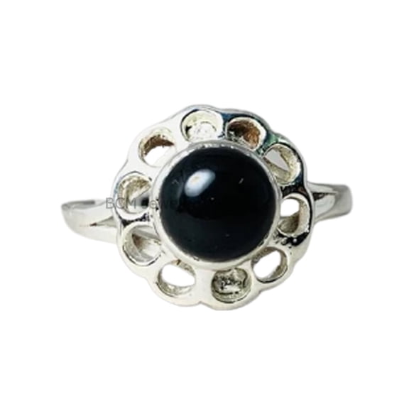925 Sterling Silver Ring For Womens, Natural Black Onyx Ring Gemstone Unique Handcrafted Ring For Her