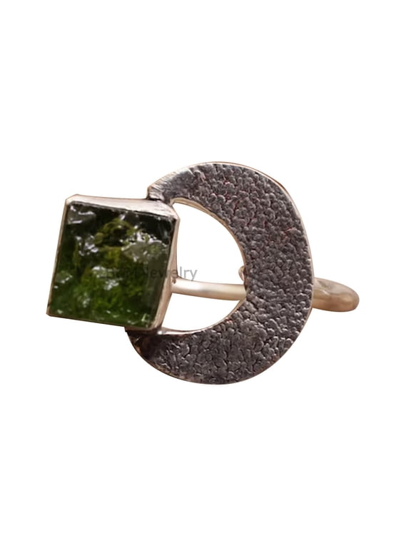 925 Sterling Silver Ring For Womens, Natural Moldavite Ring Gemstone Unique Handcrafted Ring For Her