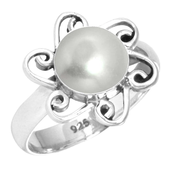925 Sterling Silver Ring Freshwater Pearl Handmade Jewelry