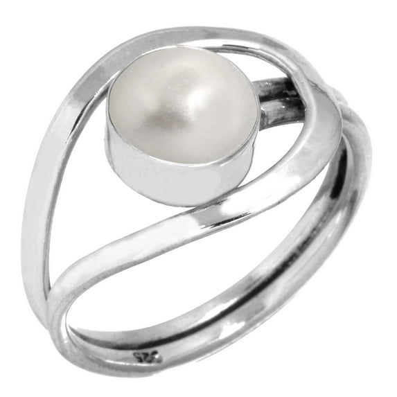 925 Sterling Silver Ring Freshwater Pearl Handmade Jewelry