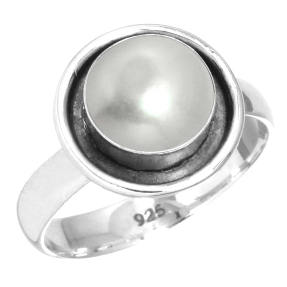 925 Sterling Silver Ring Freshwater Pearl Handmade Jewelry