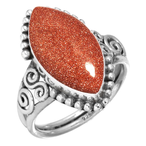 925 Sterling Silver Ring Gold Stone Handmade Jewelry