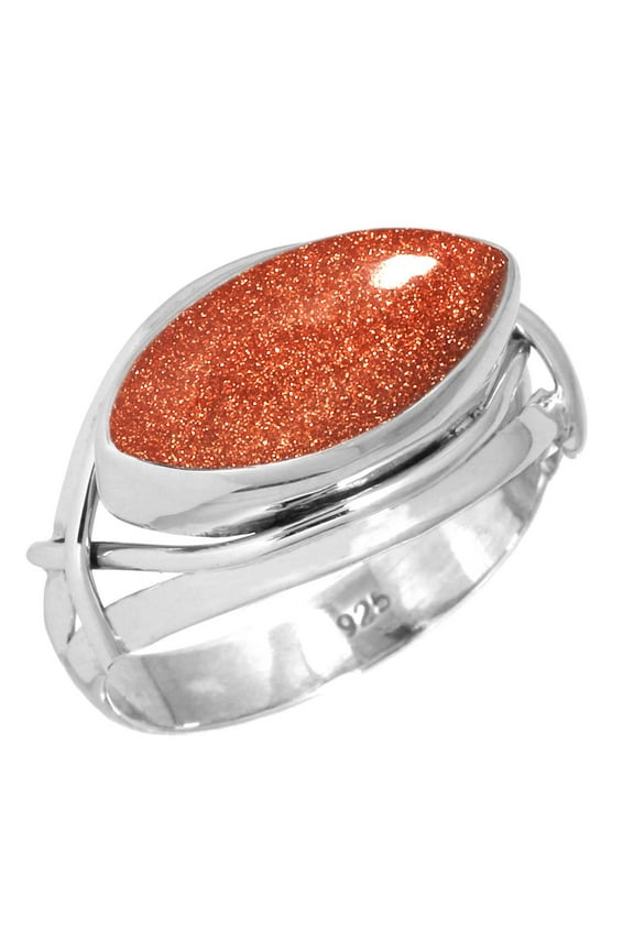 925 Sterling Silver Ring Gold Stone Handmade Jewelry