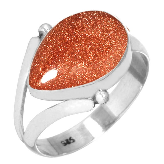 925 Sterling Silver Ring Gold Stone Handmade Jewelry
