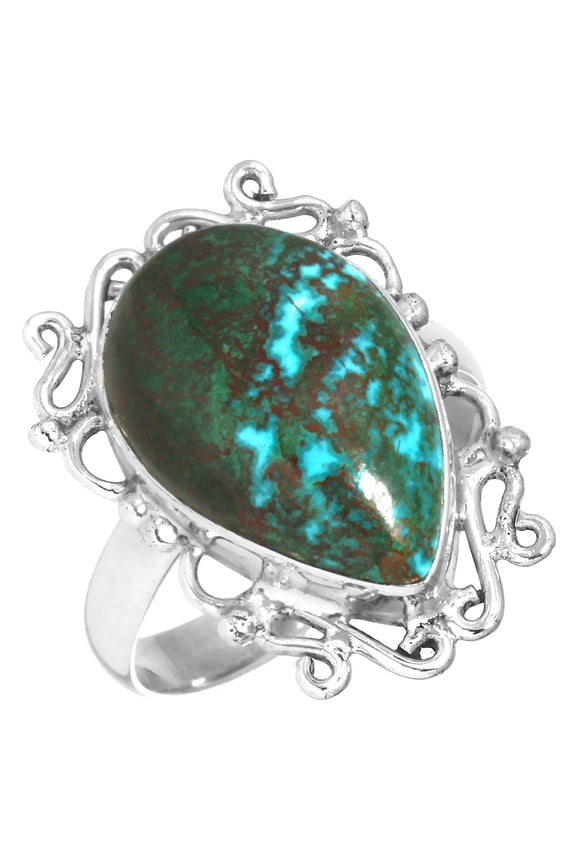 925 Sterling Silver Ring Malachite In Chrysocolla Women Jewelry