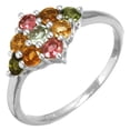 thumbnail image 1 of 925 Sterling Silver Ring Multi Tourmaline Women Jewelry, 1 of 4