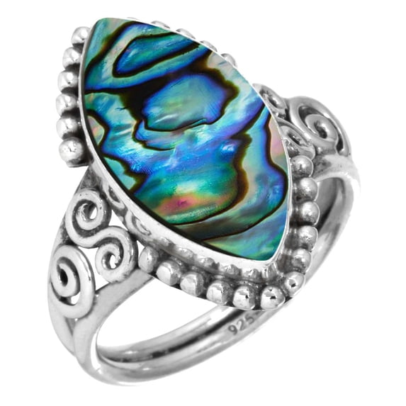 925 Sterling Silver Ring Natural Abalone Shell Handmade Jewelry