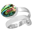 thumbnail image 1 of 925 Sterling Silver Ring Natural Abalone Shell Handmade Jewelry, 1 of 6