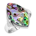 thumbnail image 1 of 925 Sterling Silver Ring Natural Abalone Shell Handmade Jewelry, 1 of 10