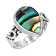 thumbnail image 1 of 925 Sterling Silver Ring Natural Abalone Shell Handmade Jewelry, 1 of 6