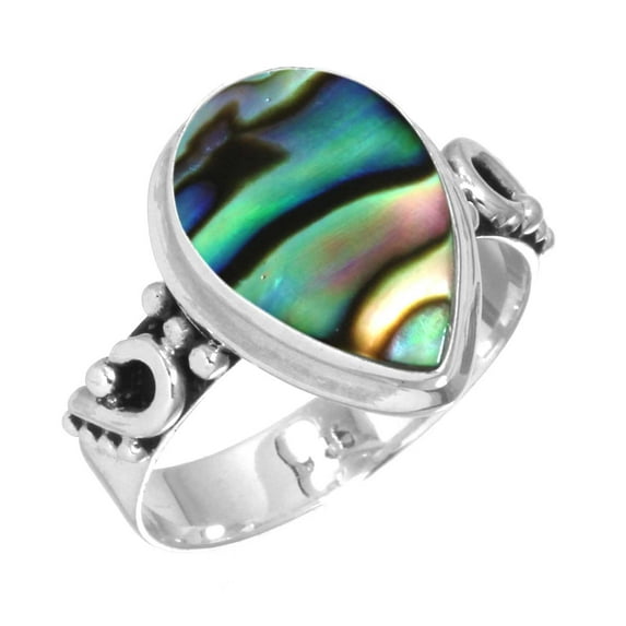 925 Sterling Silver Ring Natural Abalone Shell Handmade Jewelry