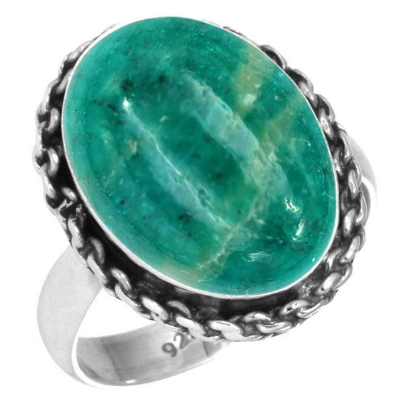 925 Sterling Silver Ring Natural Amazonite Handmade Jewelry