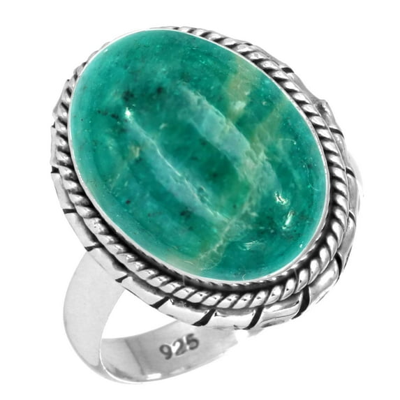 925 Sterling Silver Ring Natural Amazonite Handmade Jewelry