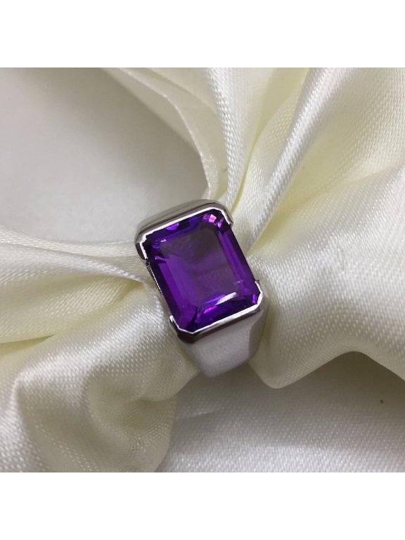 Handmade 925 Sterling Silver Amethyst Large Ring