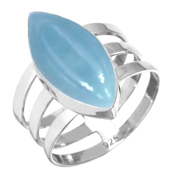925 Sterling Silver Ring Natural Angelite Handmade Jewelry