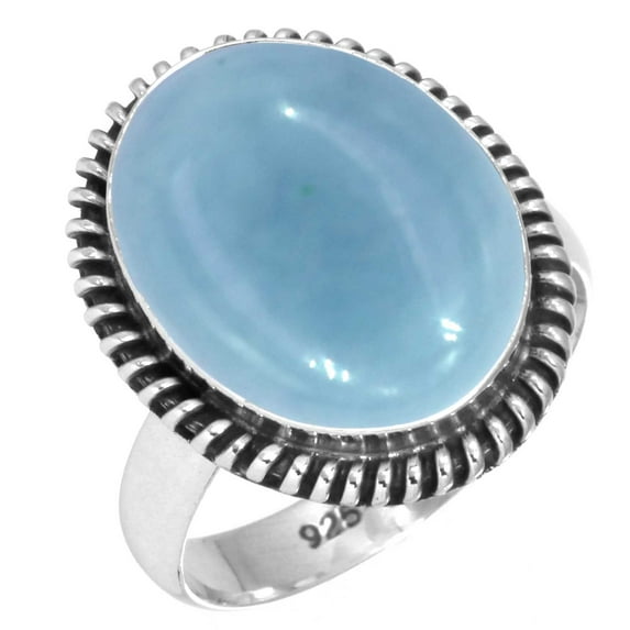 925 Sterling Silver Ring Natural Angelite Handmade Jewelry