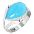 thumbnail image 1 of 925 Sterling Silver Ring Natural Blue Chalcedony Handmade Jewelry, 1 of 5