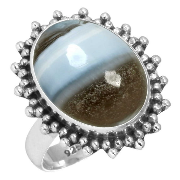 925 Sterling Silver Ring Natural Blue Opal Handmade Jewelry