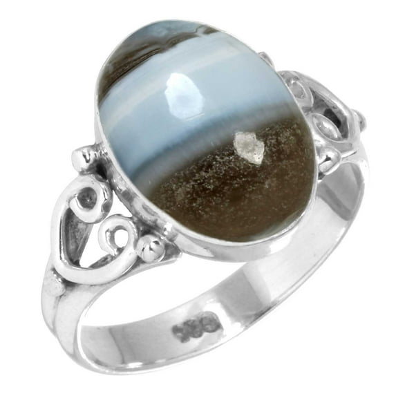 925 Sterling Silver Ring Natural Blue Opal Handmade Jewelry