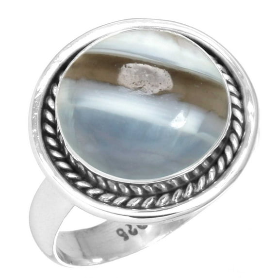 925 Sterling Silver Ring Natural Blue Opal Handmade Jewelry