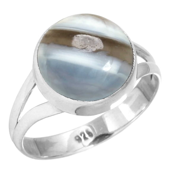 925 Sterling Silver Ring Natural Blue Opal Handmade Jewelry