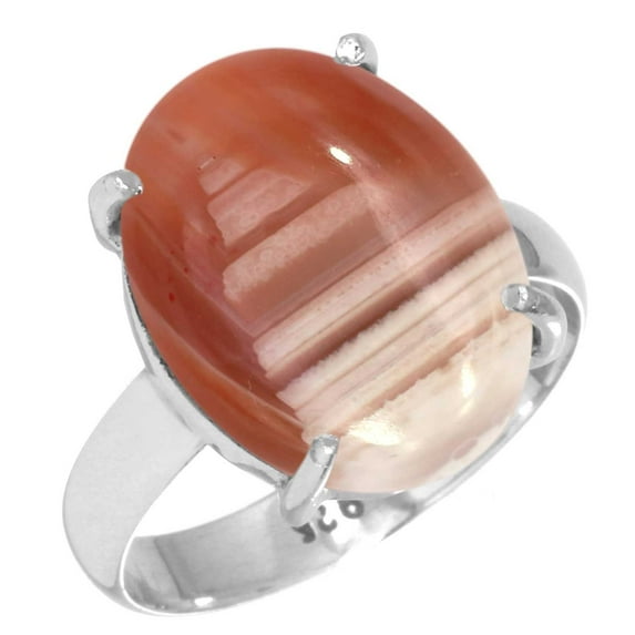 925 Sterling Silver Ring Natural Botswana Agate Handmade Jewelry