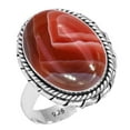 thumbnail image 1 of 925 Sterling Silver Ring Natural Botswana Agate Handmade Jewelry, 1 of 6