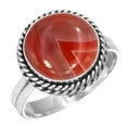 thumbnail image 1 of 925 Sterling Silver Ring Natural Botswana Agate Handmade Jewelry, 1 of 6