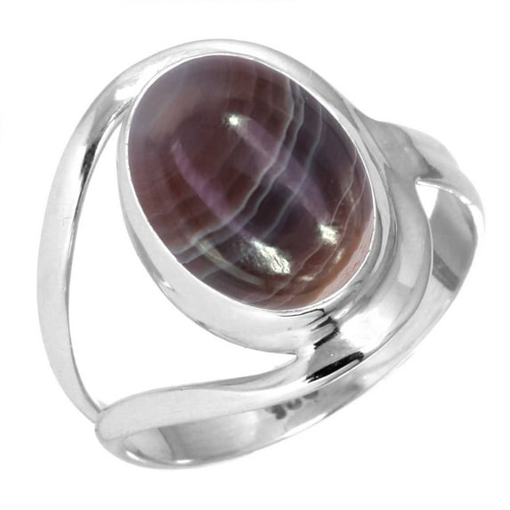 925 Sterling Silver Ring Natural Botswana Agate Handmade Jewelry