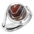 thumbnail image 1 of 925 Sterling Silver Ring Natural Botswana Agate Handmade Jewelry, 1 of 6