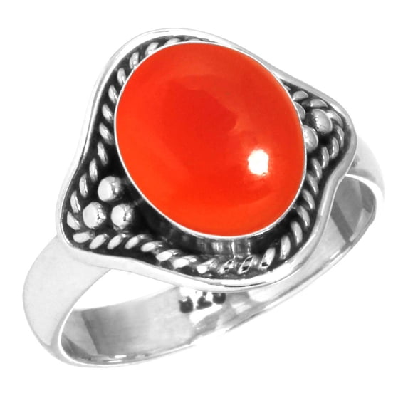 925 Sterling Silver Ring Natural Carnelian Handmade Jewelry