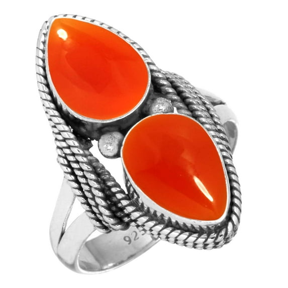 925 Sterling Silver Ring Natural Carnelian Handmade Jewelry
