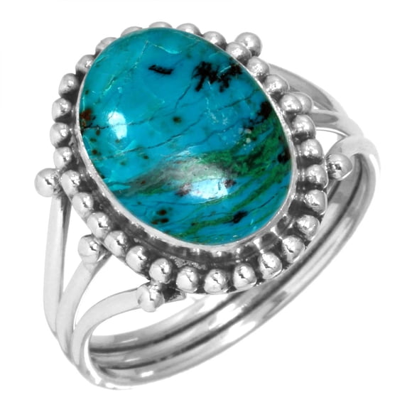 925 Sterling Silver Ring Natural Chrysocolla Handmade Jewelry