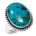 thumbnail image 1 of 925 Sterling Silver Ring Natural Chrysocolla Handmade Jewelry, 1 of 6