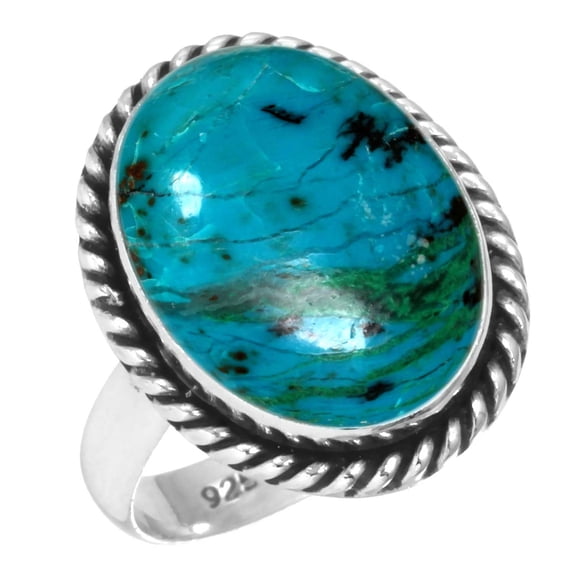 925 Sterling Silver Ring Natural Chrysocolla Handmade Jewelry