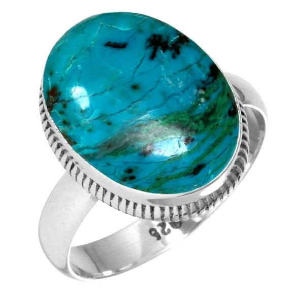 925 Sterling Silver Ring Natural Chrysocolla Handmade Jewelry
