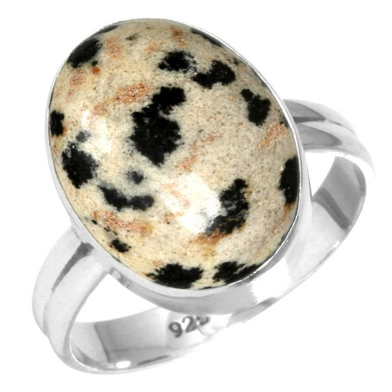925 Sterling Silver Ring Natural Dalmatian Handmade Jewelry