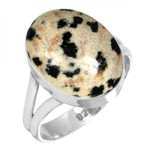 925 Sterling Silver Ring Natural Dalmatian Handmade Jewelry