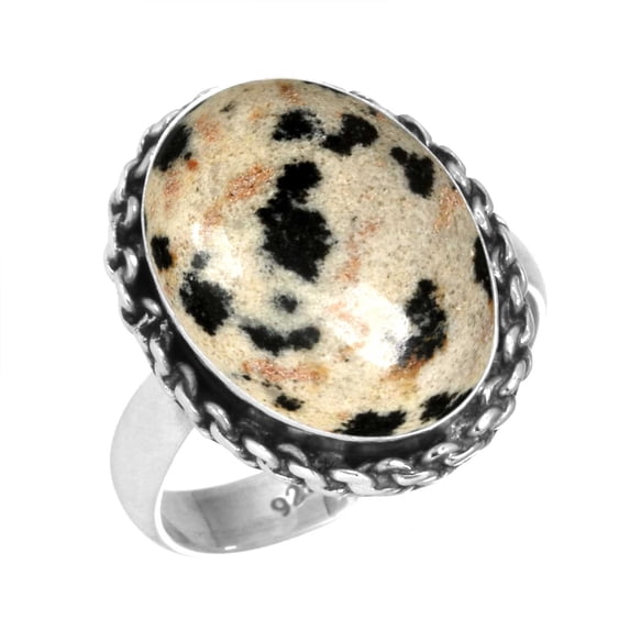925 Sterling Silver Ring Natural Dalmatian Handmade Jewelry