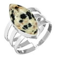 thumbnail image 1 of 925 Sterling Silver Ring Natural Dalmatian Handmade Jewelry, 1 of 6